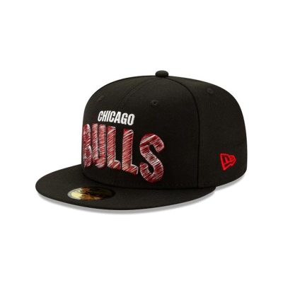 Black Chicago Bulls Hat - New Era NBA Raised Threads 59FIFTY Fitted Caps USA9641703